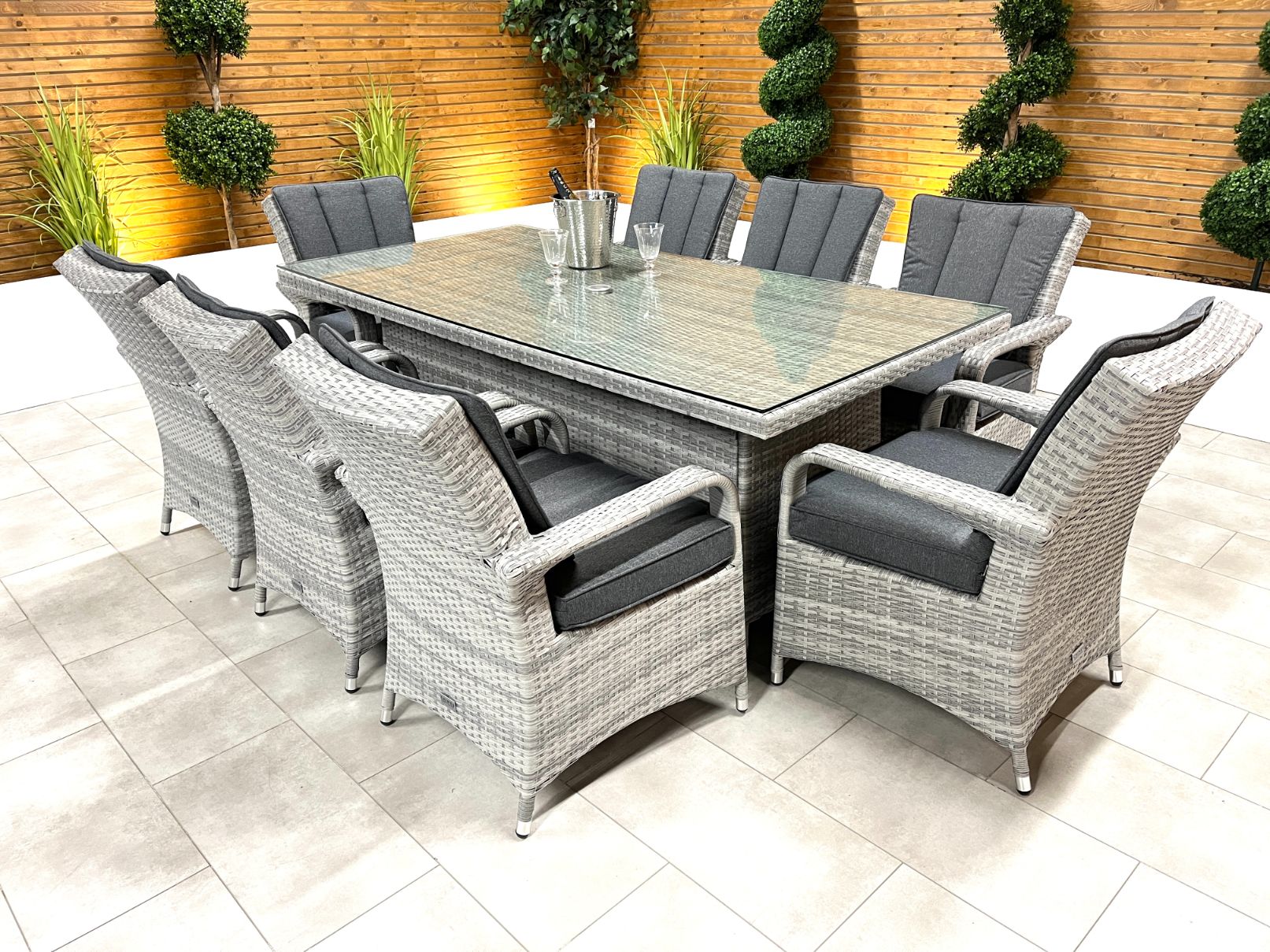 C10043-00 Chimes Living - Stone Grey Verona 8 Seat Rectangular Dining Set - 1 Meter x 2 Meter Rectangular Standard Table - Image 1