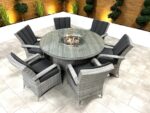 Chimes Living - Stone Grey Verona 6 Seat Round Dining Set - 1.5 Meter Round Table with Firepit - Image 2