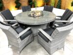 Chimes Living - Stone Grey Verona 6 Seat Round Dining Set - 1.5 Meter Round Table with Firepit - Image 5